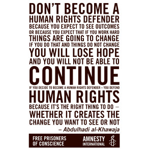 Abdulhadi al-khawaja - Being a Human Rights Defender - Plakat