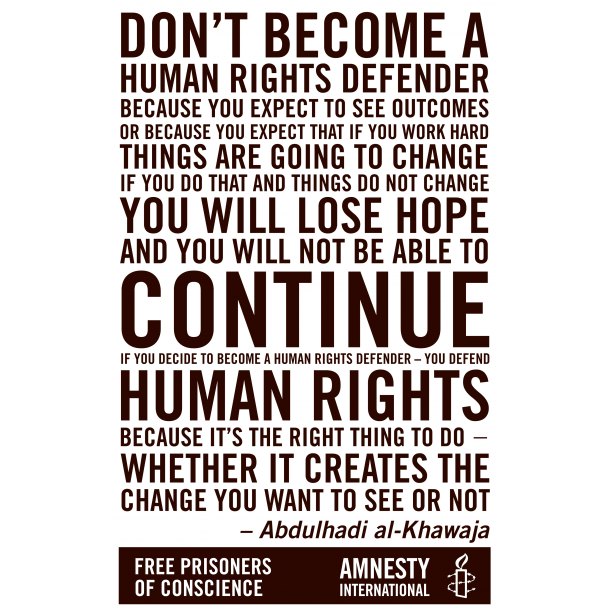 Abdulhadi al-khawaja - Being a Human Rights Defender - Plakat